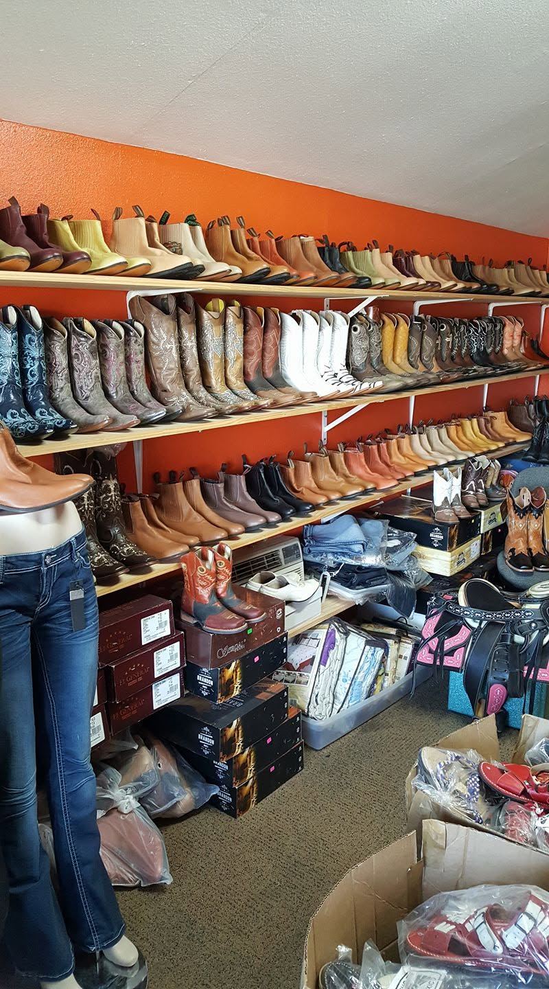 Wall of western boots